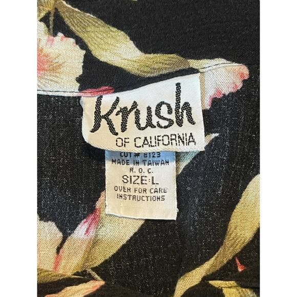 Vintage Krush of California Short Sleeve Floral Button Down Casual Shirt--Large - Picture 5 of 6